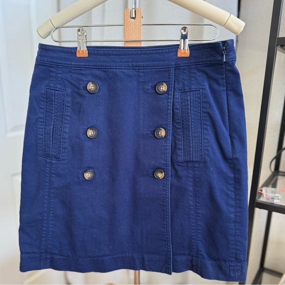 Tory Burch short navy sailor skirt in cotton twill | size 10 - Picture 1 of 7